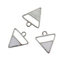 5 Silver Tone ARROWHEAD TRIANGLE Pendant Charms, white enamel, 18x16mm, chs2767