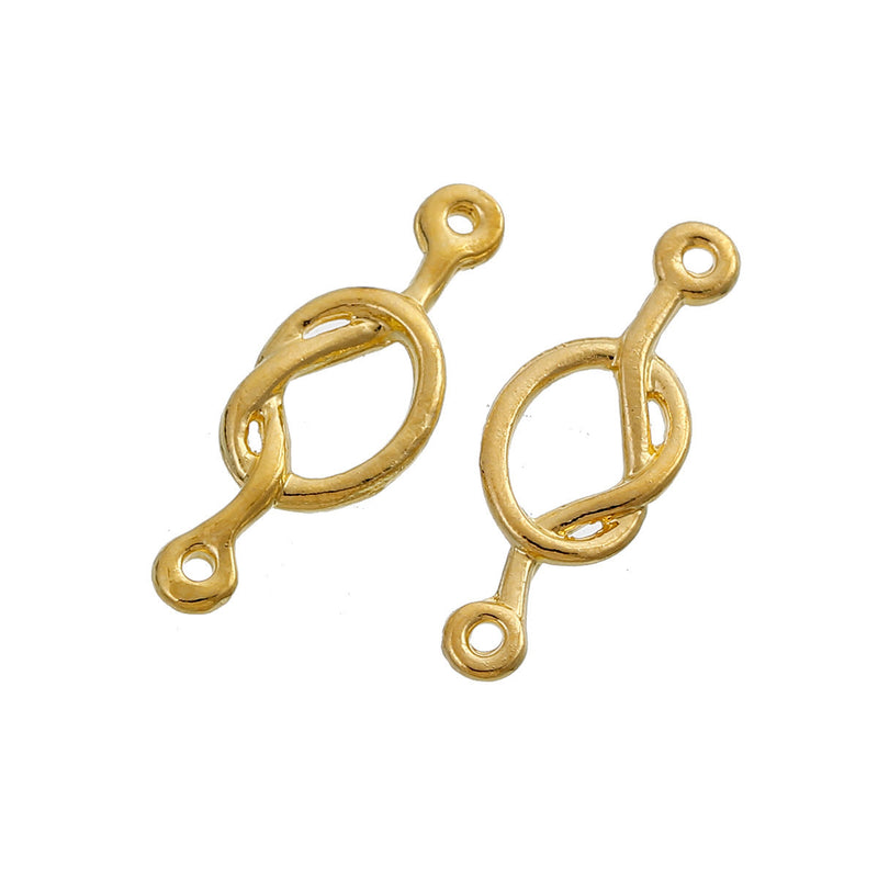 10 Gold Plated SQUARE KNOT Charm Pendants, double-hole connector links, 23x8mm, chg0551