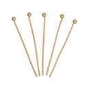 30 Gold Plated High Quality Ball Head Pins, 14k gold plated, 1-1/8" long (30mm) 21ga  21 gauge, pin0115