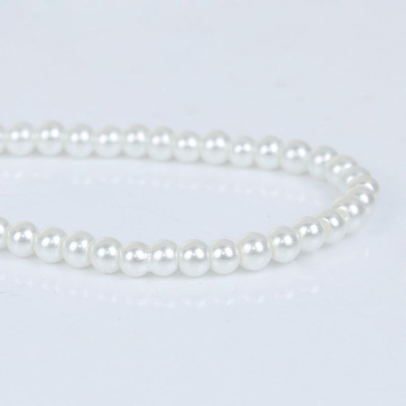 3mm OFF WHITE IVORY Cream Round Glass Pearl Beads, double strand, about 270 beads, bgl1607