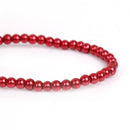 3mm BRIGHT CHRISTMAS RED Cranberry Round Glass Pearl Beads, double strand, about 270 beads, bgl1605