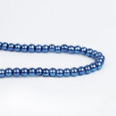 3mm BLUE Round Glass Pearl Beads, double strand, about 270 beads, bgl1601