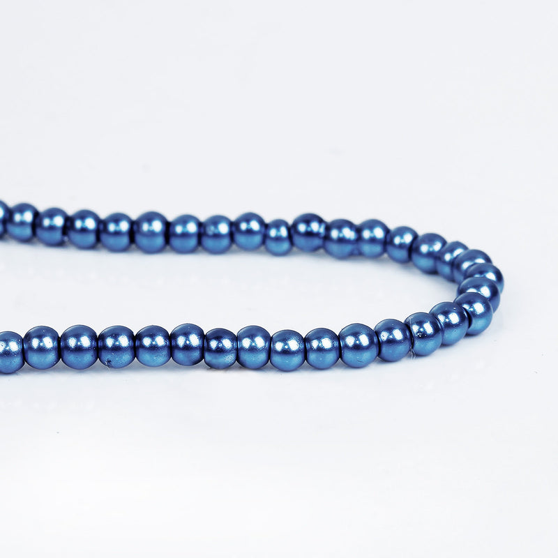 3mm BLUE Round Glass Pearl Beads, double strand, about 270 beads, bgl1601