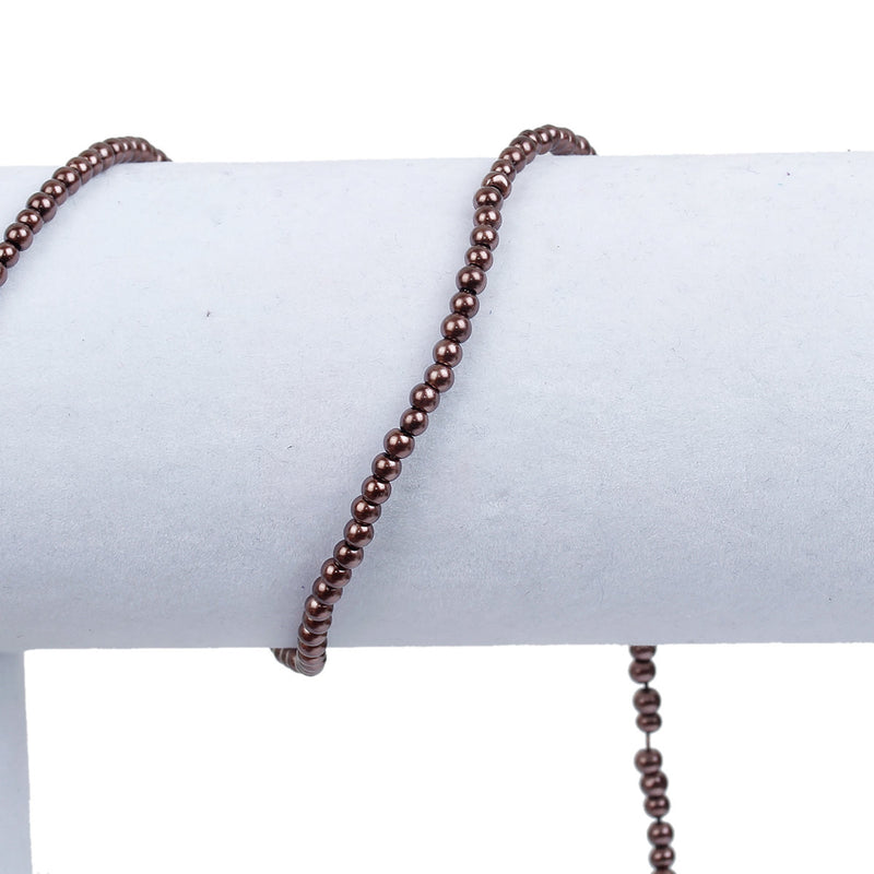 3mm DARK CHOCOLATE BROWN Round Glass Pearl Beads, double strand, about 270 beads, bgl1606