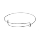 5 SILVER PLATED Bangle Charm Bracelet, adjustable size expandable, fits medium/large wrist, thick 14 gauge, 8 5/8" FIN0636