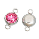 2 HOT PINK Fuchsia Crystal Rhinestone Drop Connector Link, Stainless Steel Charm, 18x10mm, chs2758