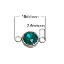 2 TEAL EMERALD Green Crystal Rhinestone Drop Connector Links, Stainless Steel Charm, 18x10mm, chs2760