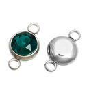 2 TEAL EMERALD Green Crystal Rhinestone Drop Connector Links, Stainless Steel Charm, 18x10mm, chs2760