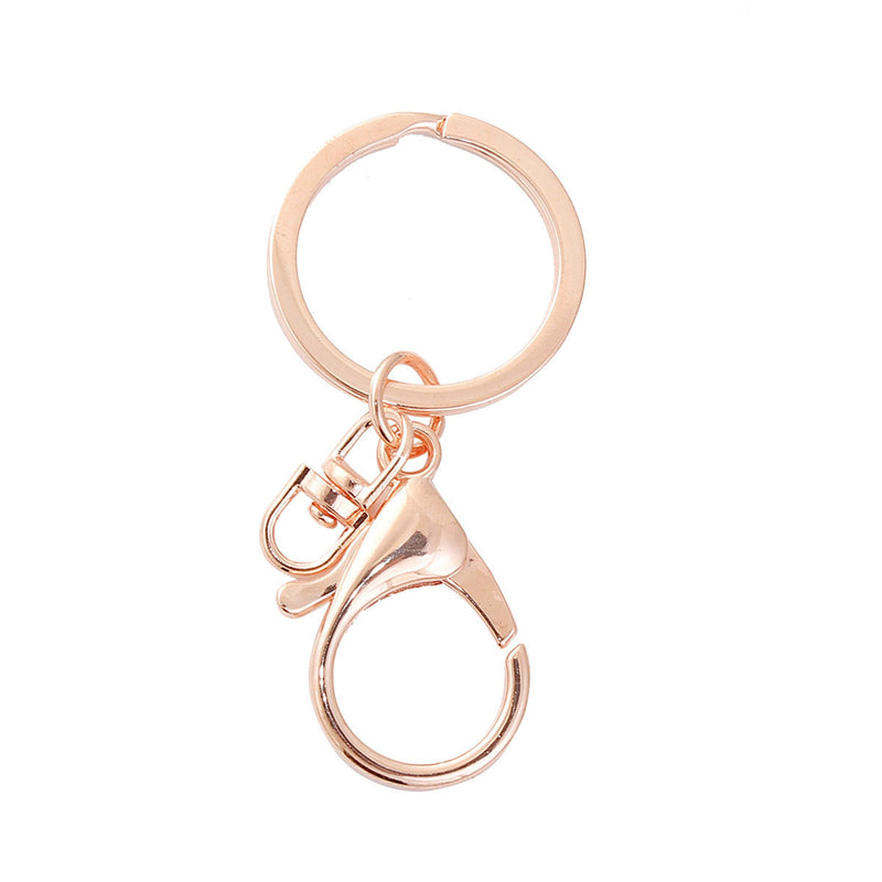 5 Large Rose Gold Keychains with Clasp, lobster clasp, swivel key chain clasp for adding lanyards, purses, add your own charms, fin0642