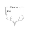1 DEER STAG Antler Charm Pendant Connector, Silver Tone Nature Animal Charm, 10 point Buck, 1-3/4" wide chs2765