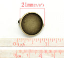 10 Bronze Clip-On Earring Blanks, bezel tray fits 18mm round cabochons, fin0646