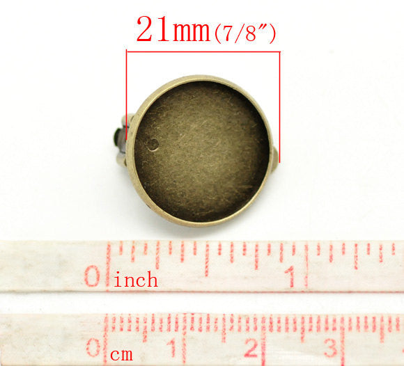 10 Bronze Clip-On Earring Blanks, bezel tray fits 18mm round cabochons, fin0646