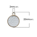 5 Gold-Plated Circle Disc Charm Pendants with Grey/Gray Faux Leather Inside, 16mm dia, chg0549