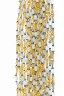 1 yard (3 feet) BLUE and WHITE Glass Rosary Bead Chain, gold double wrapped wire, 6mm oval glass beads, fch0582a