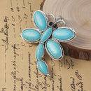 1 Silver DRAGONFLY PENDANT Charm with faux turquoise and black eyes, Silver Bail, 3-3/8" tall chs2871