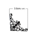 30 JET BLACK Filigree Flat Metal Triangle Findings, box frame corner embellishment, filigree wrap, 35mmx35mm, 1-3/8" fil0070