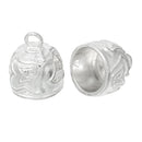 10 Silver Plated Cord End Caps for Kumihimo Jewelry, Leather Cord End Connectors, Bails, Bead Caps, carved design, fits 12mm, fin0650