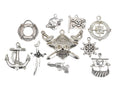 PIRATE Deluxe Charm Collection, antique silver metal, 10 charms, mixed styles as shown, chs2773