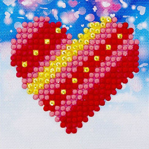 Rhinestone Painting Kit, PATCHWORK HEART, Diamond Dotz Diamond Embroidery, Diamond Facet Art, Bling Wall Art 3x3" canvas kit0080