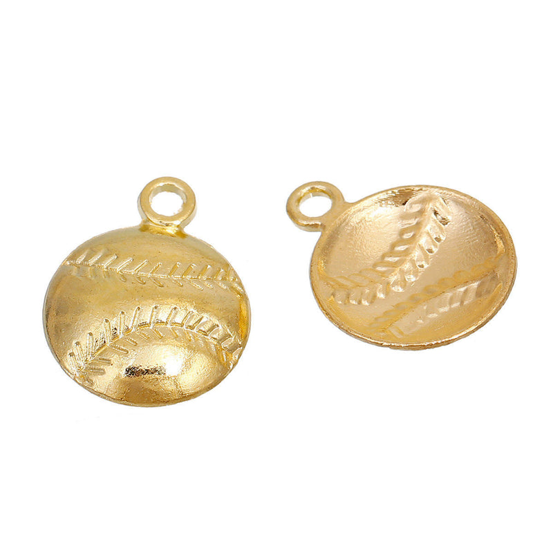 50 Gold Plated Baseball / Softball Charms 18x14.5mm, chs2886b