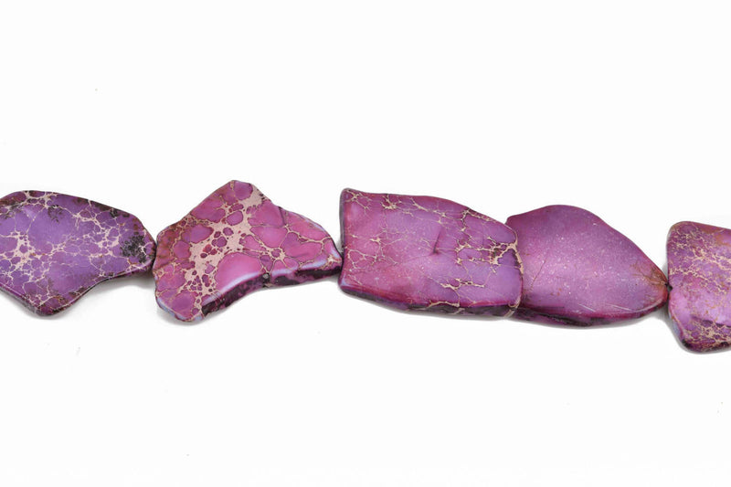 Aqua Terra Jasper Slab Gemstone Beads, PURPLE, about 1-1/8" to 1-3/4" full strand, about 10-14 beads depending on size, gja0146