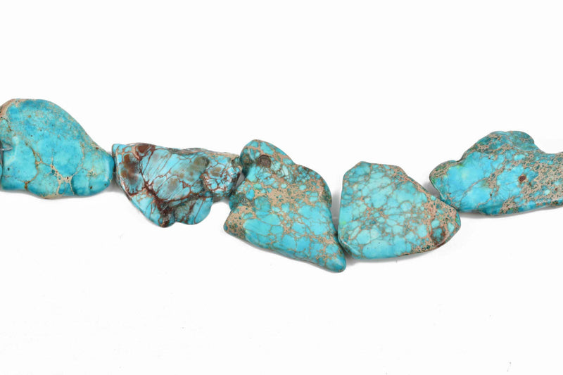 Aqua Terra Jasper Slab Gemstone Beads, LIGHT TURQUOISE BLUE, about 1-1/8" to 1-3/4" full strand about 10-14 beads depending on size gja0147