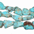 Aqua Terra Jasper Slab Gemstone Beads, LIGHT TURQUOISE BLUE, about 1-1/8" to 1-3/4" full strand about 10-14 beads depending on size gja0147