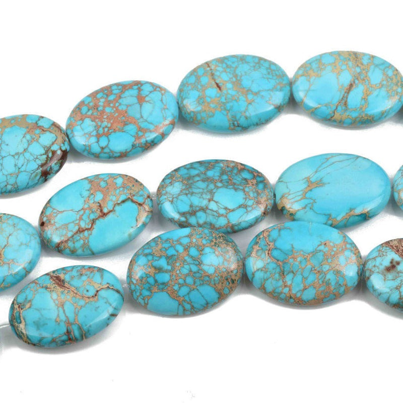 18x14mm Aqua Terra Jasper Oval Beads, LIGHT TURQUOISE BLUE, oval gemstone beads, full strand, about 22 beads, gja0171