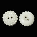 50 ROUND SCALLOPED CREAM Pearly Off-White Textured Buttons for Jewelry Making, Scrapbooking, Sewing, 2-hole 12mm (1/2") but0262