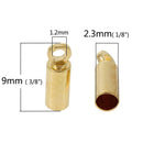 20 Gold Plated Copper End Caps for Kumihimo Jewelry, Leather Cord End Connectors, Bails, Bead Caps, Fits 2mm cord, fin0673