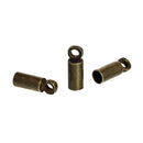 20 Antique Bronze Copper End Caps for Kumihimo Jewelry, Leather Cord End Connectors, Bails, Bead Caps, Fits 2.5mm cord, fin0674