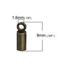 20 Antique Bronze Copper End Caps for Kumihimo Jewelry, Leather Cord End Connectors, Bails, Bead Caps, Fits 2.5mm cord, fin0674