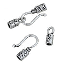 10 Sets Silver End Cap Hook and Eye Clasps for up to 3mm Leather Cord, Kumihimo End Connectors, fcl0220