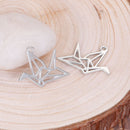 10 Silver Tone ORIGAMI PAPER Crane Charms, Outline Filigree Minimalist Charm Pendants, 29x23mm, chs2778