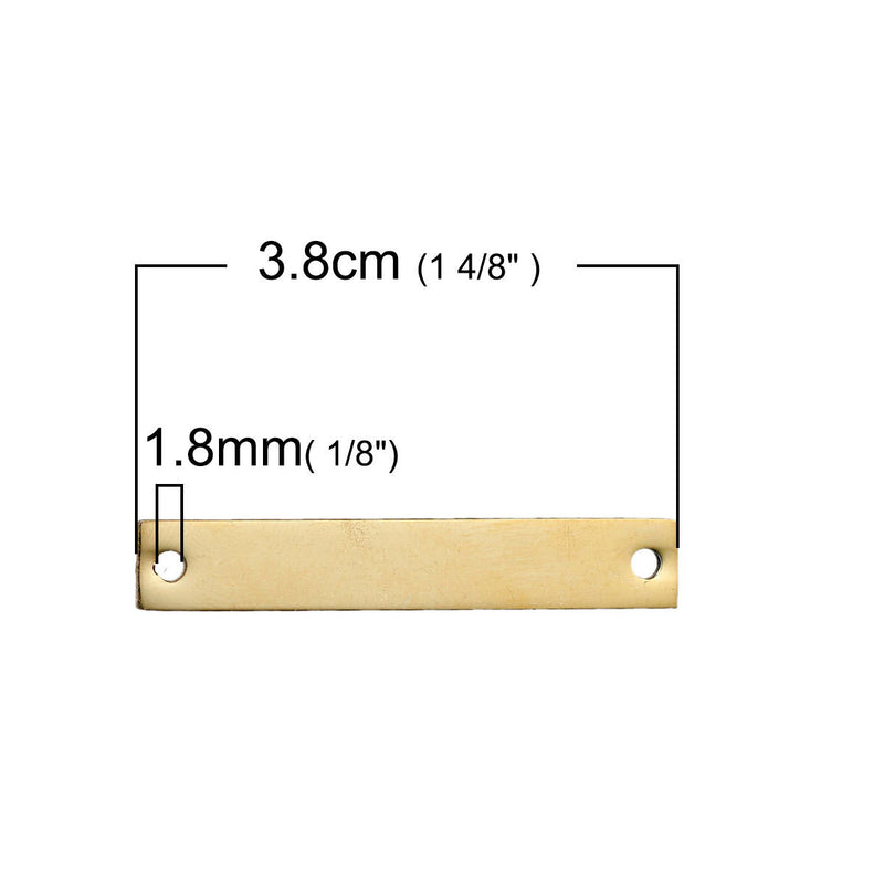 5 GOLD PLATED Stainless Steel Metal Bar Connectors, 15 gauge, Rectangle 38mm x 6mm, (1-1/2" x 1/4") - msb0378