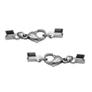 10 Stainless Steel Silver Cord End Crimp Caps with lobster clasp, fits 3mm cord, leather, fcl0223