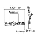 10 Stainless Steel Silver Cord End Crimp Caps with lobster clasp, fits 3mm cord, leather, fcl0223