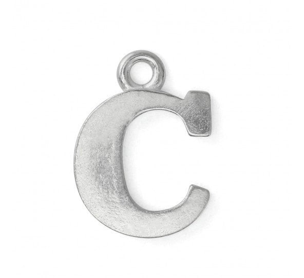 2 Letter C Pewter Stamping Blank Charms, Uppercase Alphabet Letter Charm, 3/4" tall msb0373