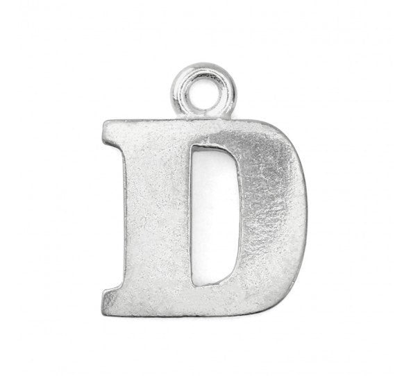 2 Letter D Pewter Stamping Blank Charms, Uppercase Alphabet Letter Charm, 3/4" tall msb0374