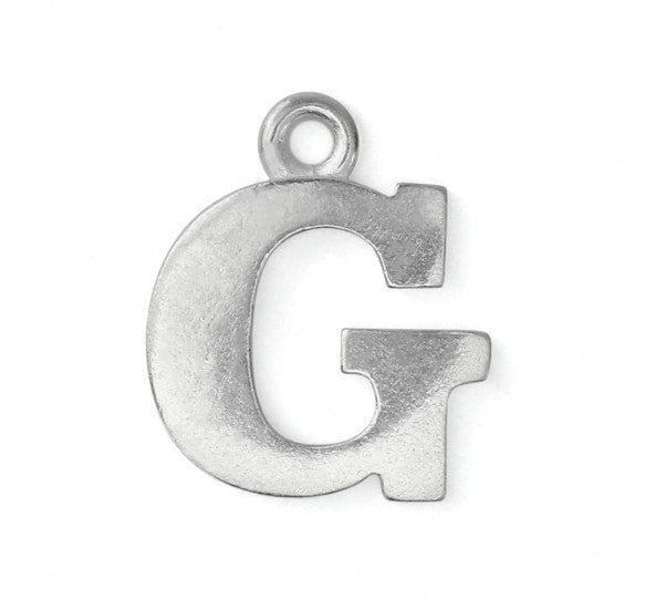 2 Letter G Pewter Stamping Blank Charms, Uppercase Alphabet Letter Charm, 3/4" tall msb0377