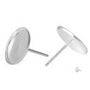 2 (1 pair) STERLING SILVER cabochon bezel setting POST back earring components, fits 8mm round cabochon inside tray pms0412