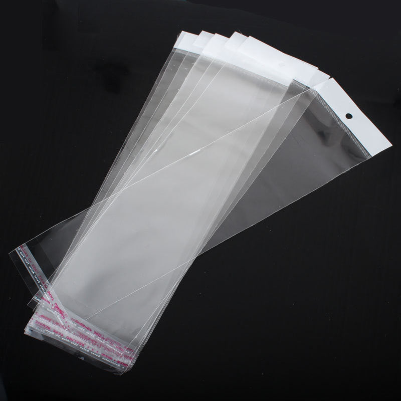 100 Resealable Self-Sealing Bags, usable space 25.5x8cm, (11-3/4" x 3-1/8") bulk package cello bags, cellophane jewelry bags, bag0015