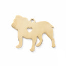2 Stainless Steel GOLD BULLDOG Charm Pendants, Dog Shape Charms, Design Metal Stamping Blanks 28x27mm, 15 gauge, chg0553