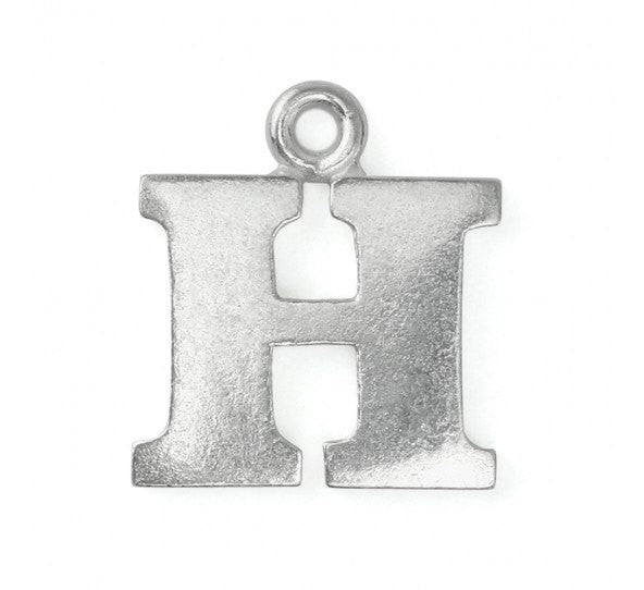 2 Letter H Pewter Stamping Blank Charms, Uppercase Alphabet Letter Charm, 3/4" tall msb0379