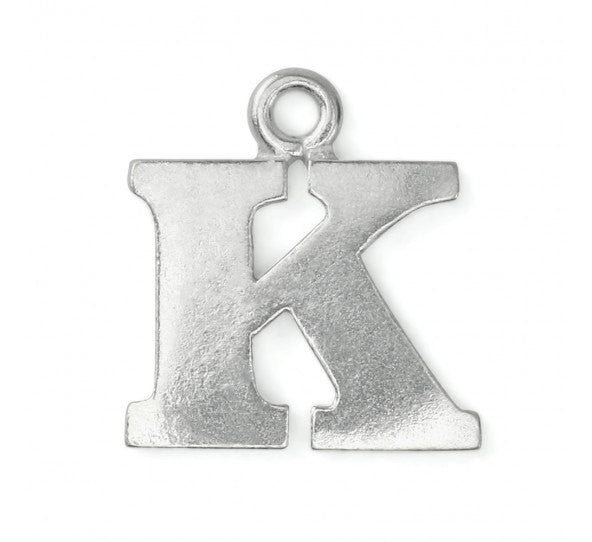 2 Letter K Pewter Stamping Blank Charms, Uppercase Alphabet Letter Charm, 3/4" tall msb0382