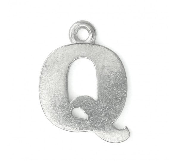 2 Letter Q Pewter Stamping Blank Charms, Uppercase Alphabet Letter Charm, 3/4" tall msb0388