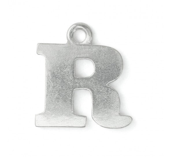 2 Letter R Pewter Stamping Blank Charms, Uppercase Alphabet Letter Charm, 3/4" tall msb0389