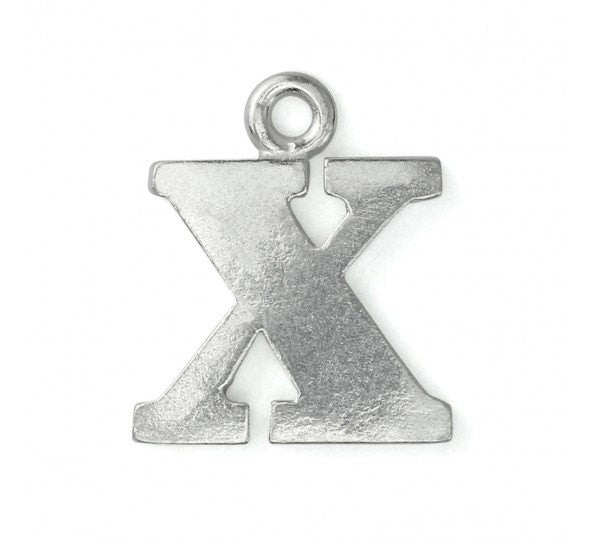 2 Letter X Pewter Stamping Blank Charms, Uppercase Alphabet Letter Charm, 3/4" tall msb0395