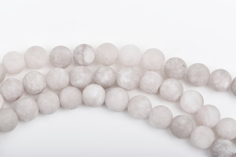 8mm Light HEATHER GREY Matte AGATE Round Beads, Frosted Natural Gemstone Beads, full strand, about 47 beads, gag0292