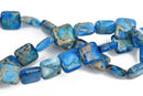 12mm Turquoise BLUE Aqua Terra JASPER Square Beads, aqua terra jasper, full strand gja0085